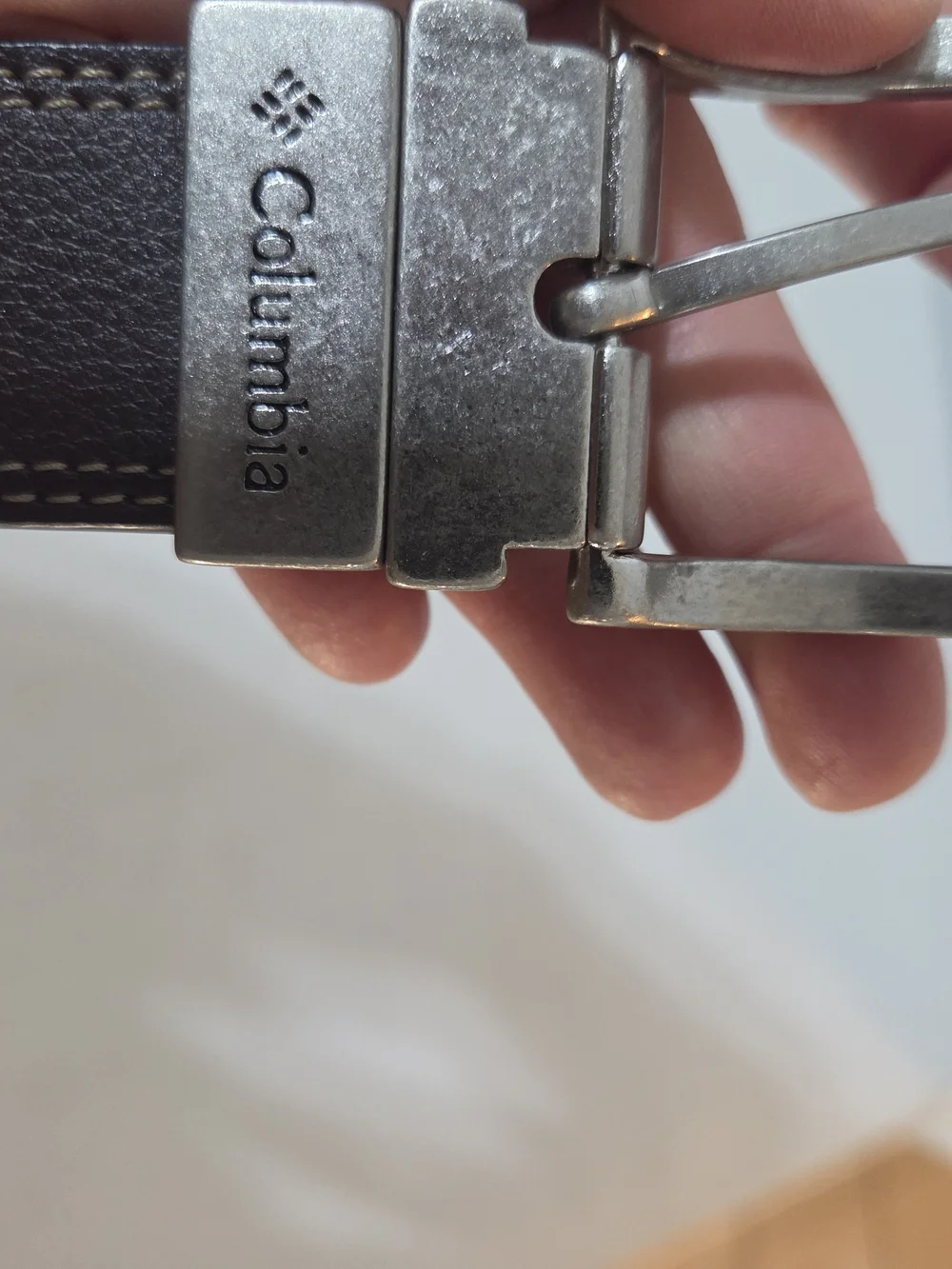 NEW Columbia Reversible Black/Brown Leather Belt with Silver Buckle, Size 38